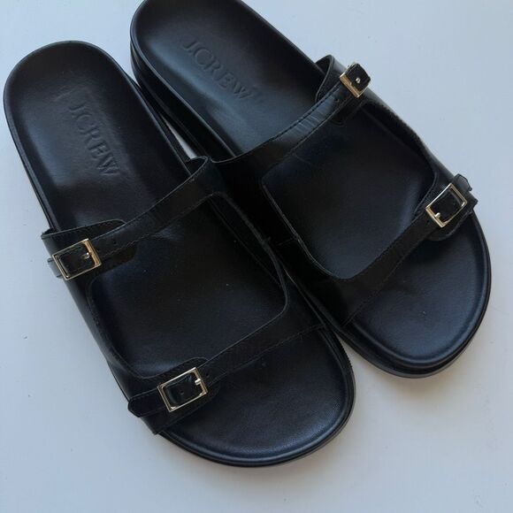 EUC J.Crew Colbie Buckle Leather Sandals, Black, Women’s 8 - Picture 3 of 7
